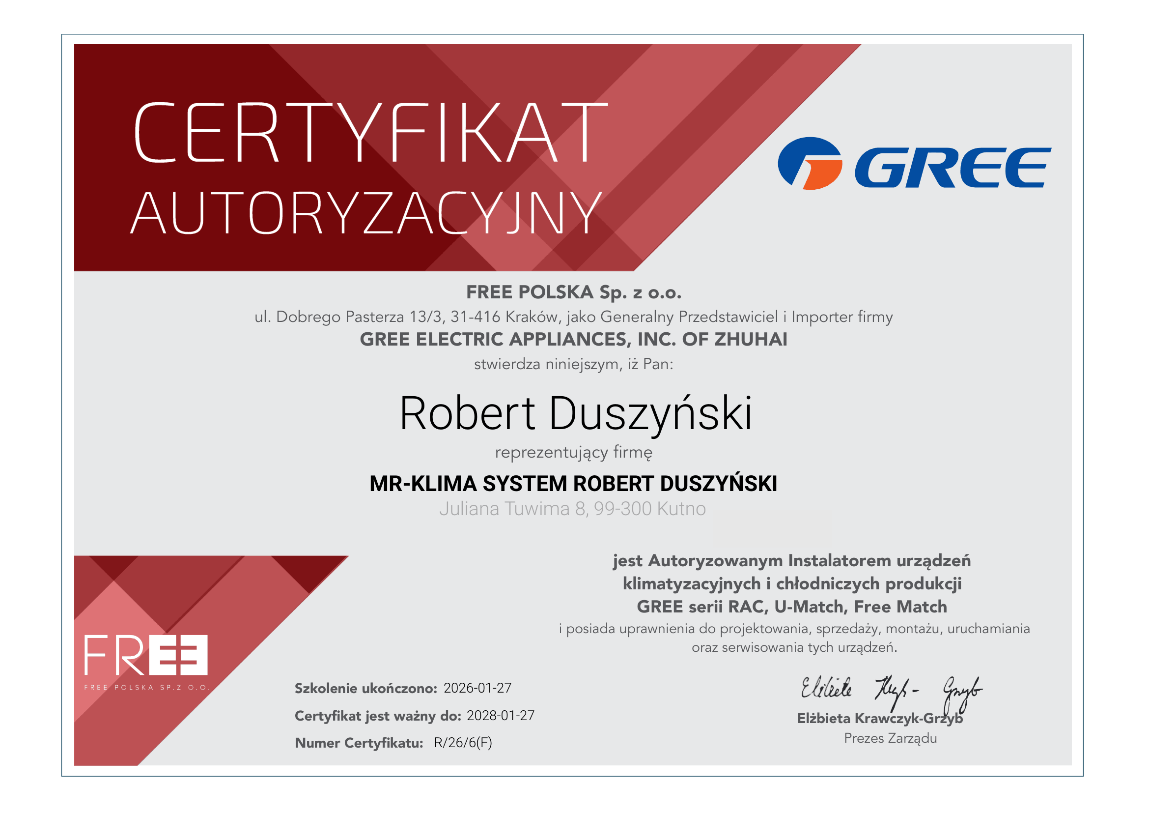 Certyfikat RAC